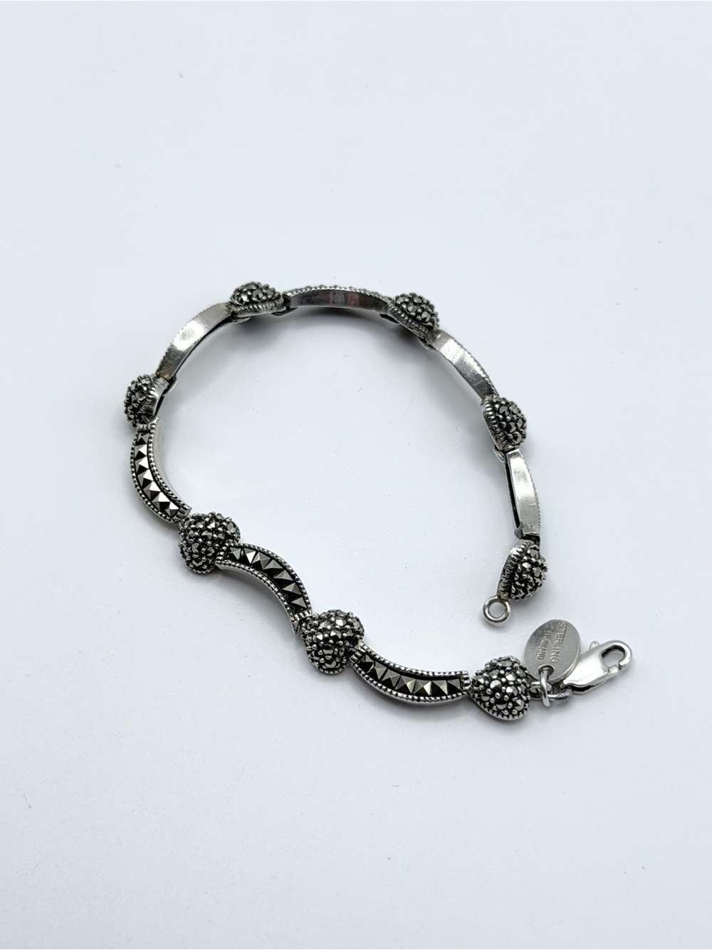 Vintage Judith Jack Sterling Silver Sparkling Marcasite Bracelet 6.5” EUC